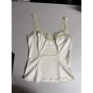 Van Raalte Vintage Tank Top Lace Trim Slip Retro 1980's Lingerie Coquette